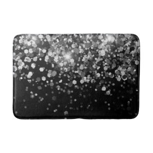 Silver Gray Black Glitter #3 (Faux Glitter) Bath Mat
