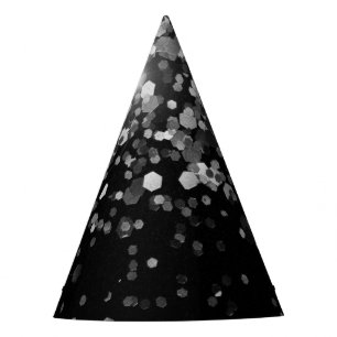 Silver Gray Black Glitter #3 (Faux Glitter) Party Hat