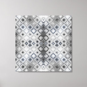 Silver & Gray Geometric Abstract Lattice Texture Canvas Print