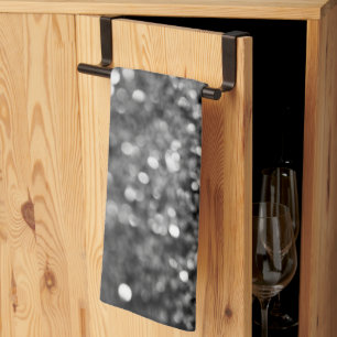 Silver Gray Glitter Bokeh Glam 1 Kitchen Towel