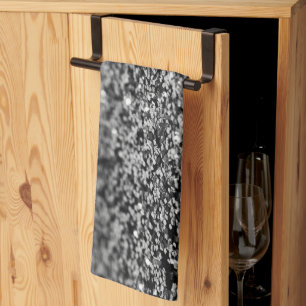 Silver Gray Glitter Bokeh Glam 2 Kitchen Towel