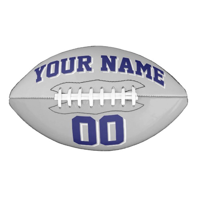 SILVER GRAY NAVY BLUE AND WHITE Custom Football (Front)