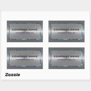 Silver Gray Stainless Steel Look Blue Accents Sticker