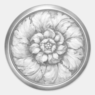 Silver Gray Vintage Baroque Embossed Look Seal