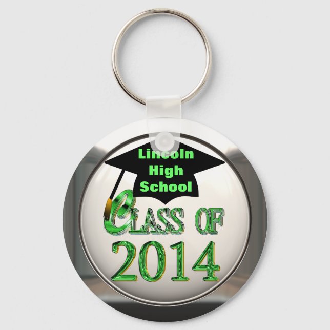 Silver & Green Class Of 2014 Keychain (Front)
