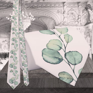 Silver Green Eucalyptus Greenery Wedding Blush Tie