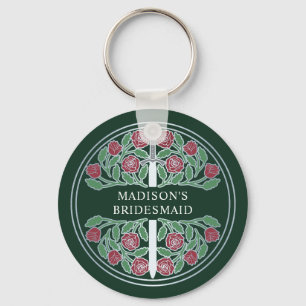 Silver Green Floral Bridesmaid Royal Wedding Gift Keychain