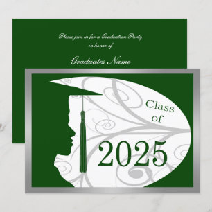 Silver & Green Man Silhouette 2025 Party Invitation