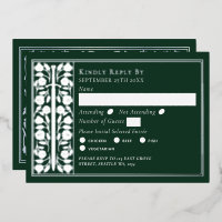 Silver Green Medieval Sword Wedding RSVP