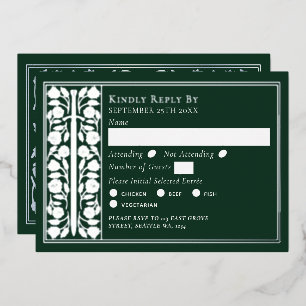 Silver Green Medieval Sword Wedding RSVP