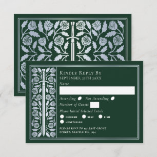 Silver Green Medieval Sword Wedding RSVP Card