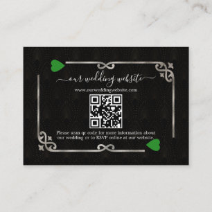 Silver Green QR Elegant Art Deco Casino Vegas Enclosure Card