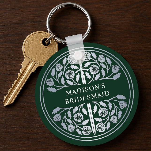 Silver Green Sword Bridesmaid Royal Wedding Gift Keychain (Creator Uploaded)