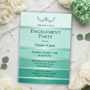 Silver Green Tonne sur Tonne Striped Engagement Pa Invitation