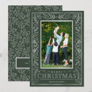 Silver Greenery Christmas Photo Holiday Card