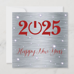 Silver greeting card Merry Christmas New Year