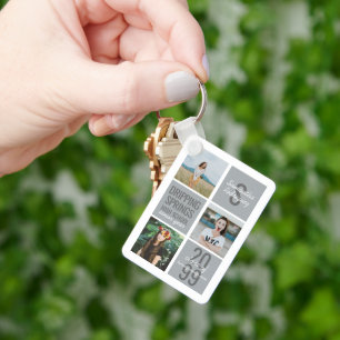 Silver Grey 4-Photo Fun Boxes Class Year Keychain