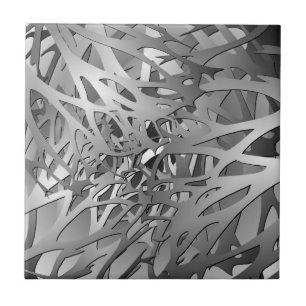 Silver & Grey Abstract Branches Tile