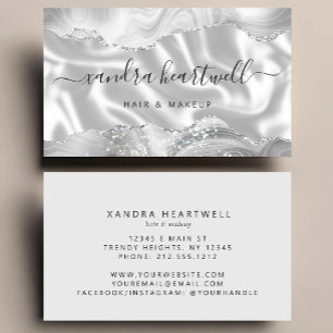 Silver Grey Agate Glitter Luxury Stylist Business Card