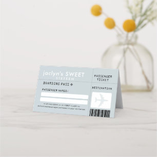 Silver Grey Airline Ticket Escort Place Card