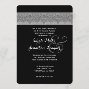 Silver Grey and Black Damask Wedding Template V07