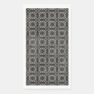 Silver Grey and Black Metallic Filigree Pattern Napkin