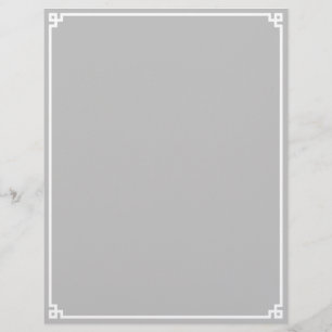 Silver Grey and White Greek Key Border Letterhead
