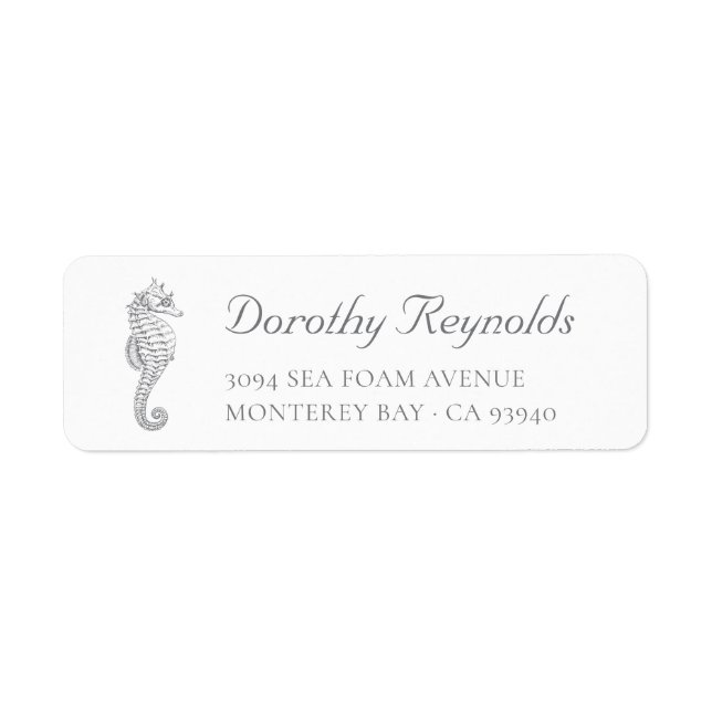 Silver Grey Antique Seahorse. Return Address  (Front)