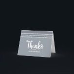 Silver Grey Bar Mitzvah Tallit Modern Bold Script Thank You Card<br><div class="desc">Make sure your favourite Bar Mitzvah shows his appreciation to all who supported his milestone event! Send out this cool, unique, modern, personalized thank you card. Bold, white script typography, Star of David, and a soft grey and silver glitter striped tallit inspired graphic overlay a simple, lighter soft grey background....</div>