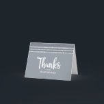 Silver Grey Bar Mitzvah Tallit Modern Bold Script Thank You Card<br><div class="desc">Make sure your favourite Bar Mitzvah shows his appreciation to all who supported his milestone event! Send out this cool, unique, modern, personalized thank you card. Bold, white script typography, Star of David, and a soft grey and silver glitter striped tallit inspired graphic overlay a simple, lighter soft grey background....</div>