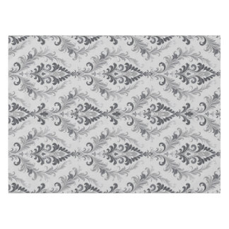 Silver Grey Baroque Damask Floral Pattern Tablecloth