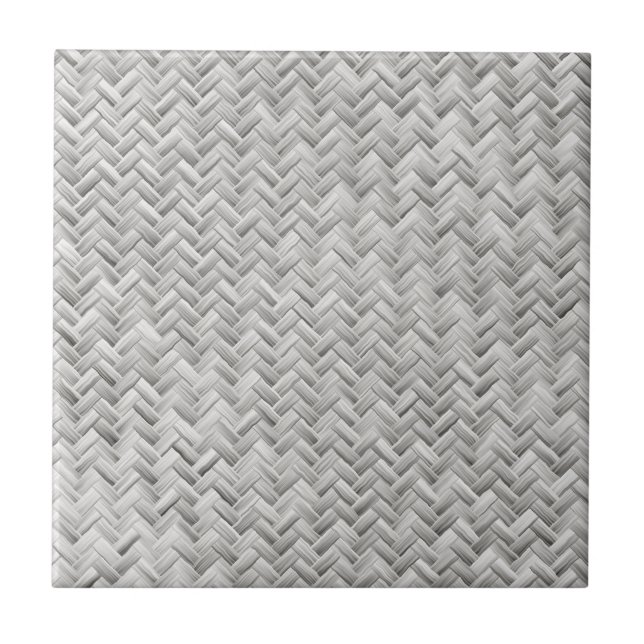 Silver Grey Basket Weave Geometric Pattern Tile (Front)