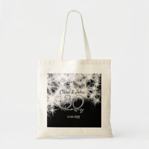 Silver grey black 30th wedding anniversary glitter tote bag
