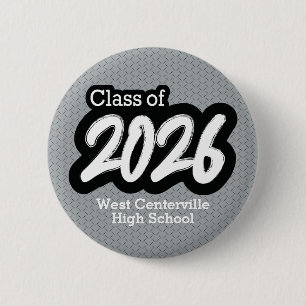 Silver Grey Bold Brush Class of 2026 Button