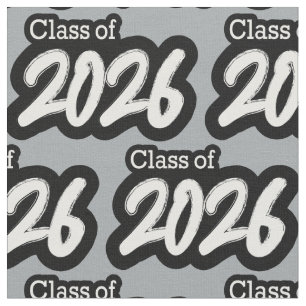 Silver Grey Bold Brush Class of 2026 Fabric