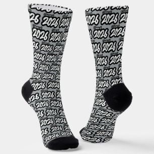 Silver Grey Bold Brush Class of 2026 Socks