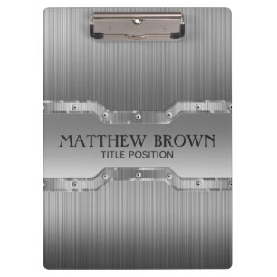 Silver Grey Brushed Metal Look Clipboard