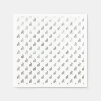 Silver Grey Bunny Background Faux Foil Grey Napkin