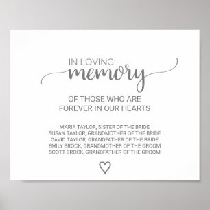 Silver Grey Calligraphy In Loving Memory Sign