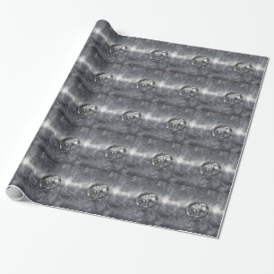Silver Grey Cancer Zodiac Sign in Distressed Style Wrapping Paper