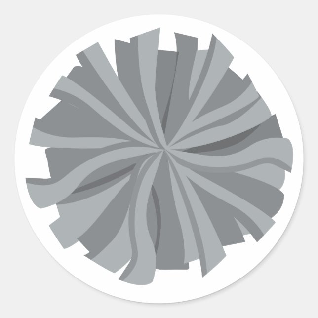 Silver Grey Cheerleader Pom Pom Classic Round Sticker (Front)