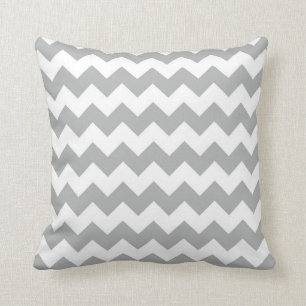 Silver Grey Chevron Zigzag Throw Pillow