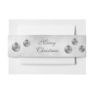 Silver Grey Christmas Baubles With Custom Text Invitation Belly Band