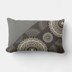 Silver Grey Circles Abstract Lumbar Pillow