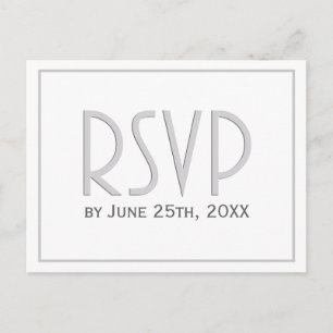 Silver Grey Classic Simple Wedding RSVP Invitation Postcard