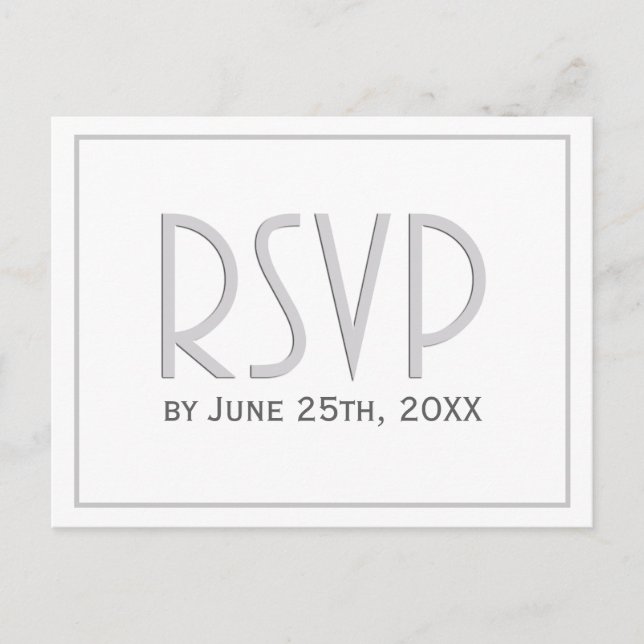 Silver Grey Classic Simple Wedding RSVP Invitation Postcard (Front)