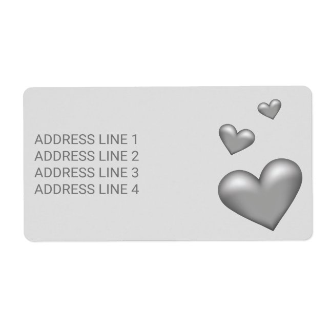 Silver Grey Colour Hearts With Custom Text (Front)