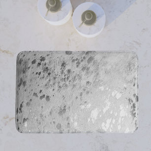 Silver Grey Cowhide Print Metallic Bath Mat