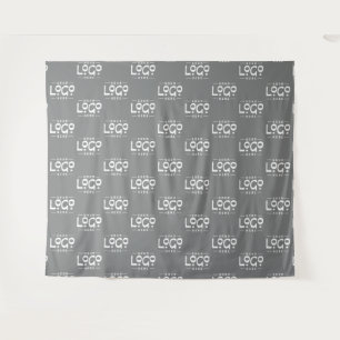 Silver grey Custom Business Logo Backdrop Minimal Tapestry