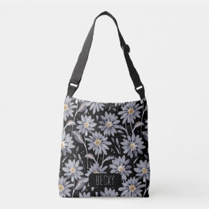 Silver Grey Daisies Personalized Tote Bag